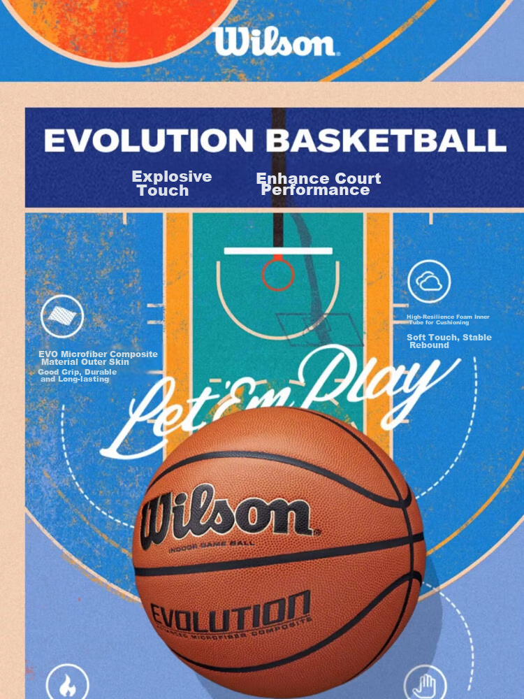 Wilson Basketball, Size 7, Microfiber, Fan-Favorite EVOLUTION Model, Indoor Competition-Grade, Non-Slip, Wear-Resistant, Adult Basketball, 0516 1