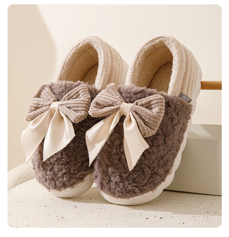 Taxiang Cotton Slippers for Men And Women, Indoor Home Use, Thick Sole, Warm Plush Cotton Shoes TR239 19