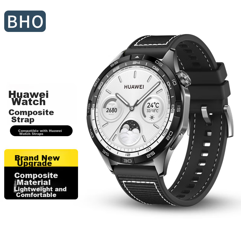 BHO Compatible with Huawei Watch Straps for GT5pro/GT4/GT3pro/GT2, Composite Braided Watch Band for Watch4pro/Watch3/Honor Magic2 Silicone Watch Strap