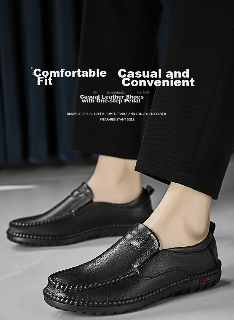 MEXICAN Business Casual Shoes Men's Top-Grain Leather Shoes Formal Slip-On Derby Shoes for Men 8283 Black Size 40 2