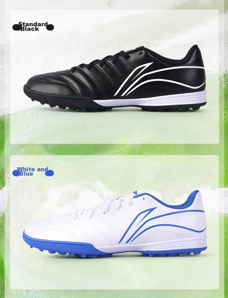 Li-Ning Soccer Shoes for Adults, Men's Cleats, Big Kids And Teenagers, Professional Competition Training Shoes, Non-Slip Breathable Cleats, White, Size 43 16