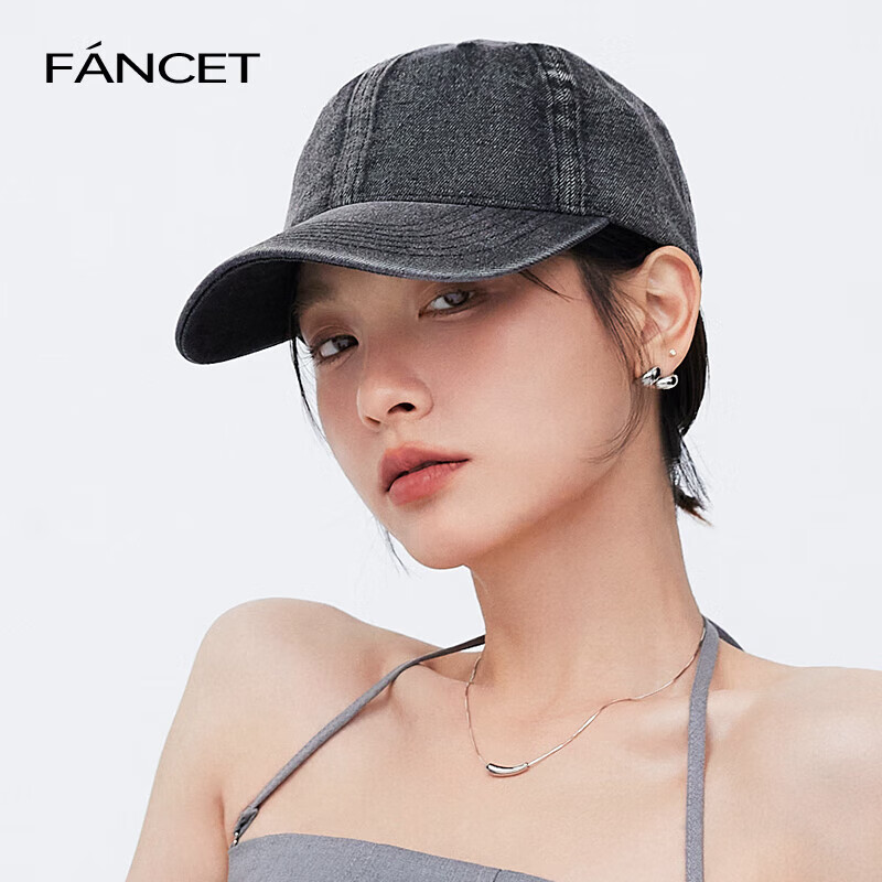 FANCET Baseball Cap for Women, Washed Denim Style Hat, Korean Version Large Head Circumference Sports Cap for Men, Duck Tongue Cap, Couple's Hat