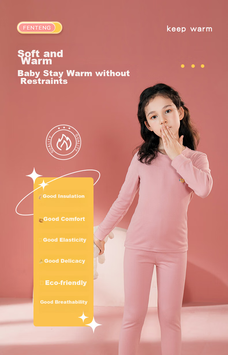 Fenteng Children's Thermal Underwear, 100% Pure Cotton, Anti-Static, Boys' Warm Base Layer Pajamas, Autumn Top And Pants Set 6