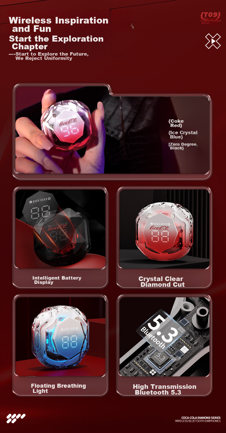 Coca-Cola K-01 Clip-On Bluetooth Wireless In-Ear Gaming Sports Running Earphones Long Battery Life Compatible with Apple Huawei Xiaomi 2