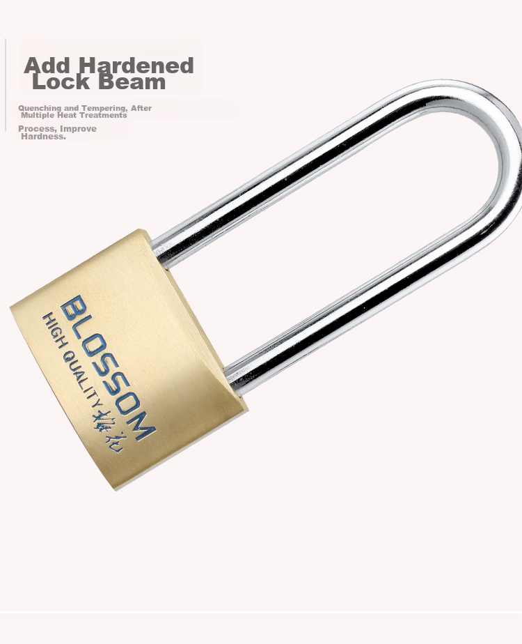 BLOSSOM Copper Padlock, U-Shaped Lock, Waterproof And Rust-Resistant Long-Shaft Door Lock, Cabinet Door Lock 55MM BC076L 7