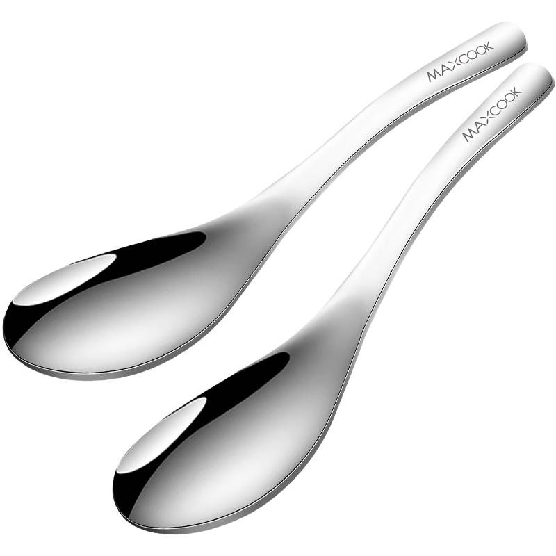 MAXCOOK 316L Stainless Steel Soup Ladle Spoon, Large Round Bottom Serving Spoon Rice Spoon Soup Spoon, 2-Piece Set MCCU3325