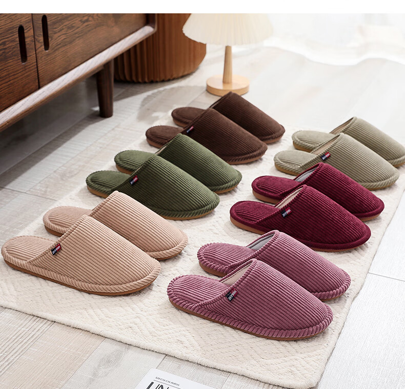 GUOLUOFEI Couple's Slippers, Men's All-Season Spring And Autumn Soft-Soled Wooden Floor Bedroom Slippers for Women, Beige, Size 36-37 10