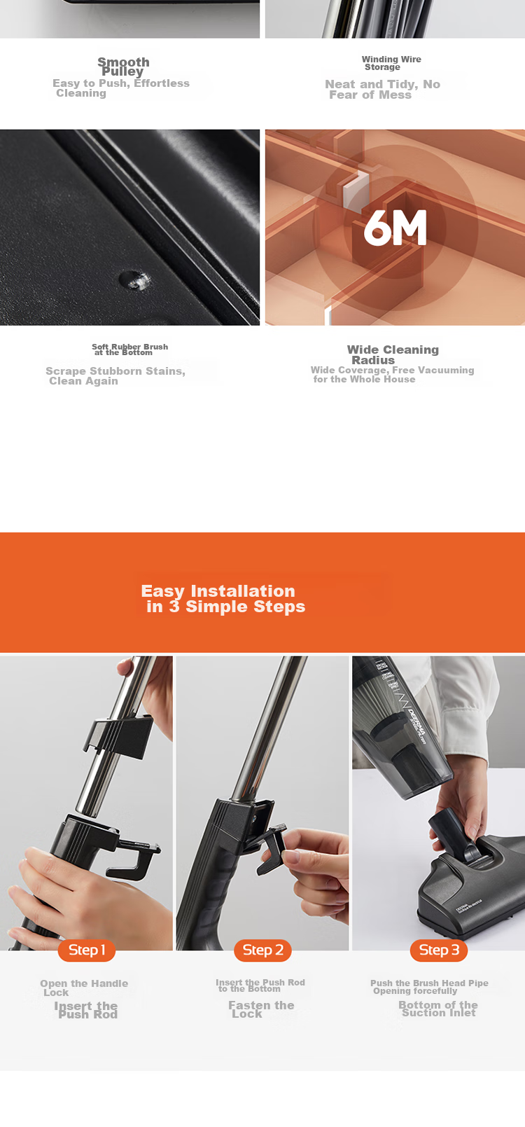 Deerma [Buy with Confidence, Price Protection] DX115C Corded Vacuum Cleaner, 15Kpa Suction Power, Lightweight Design, Powerful High-Wattage Handheld And Stick Vacuum Two-In Cleaner 13