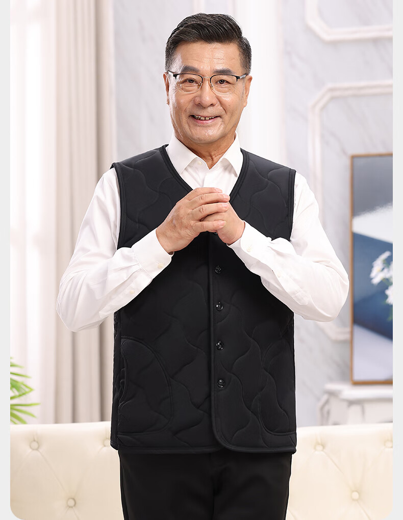 YUZHAOLIN Men's Wool Thickened Fleece Lined Warm Sleeveless Vest Mid-Aged and Elderly Outerwear 15