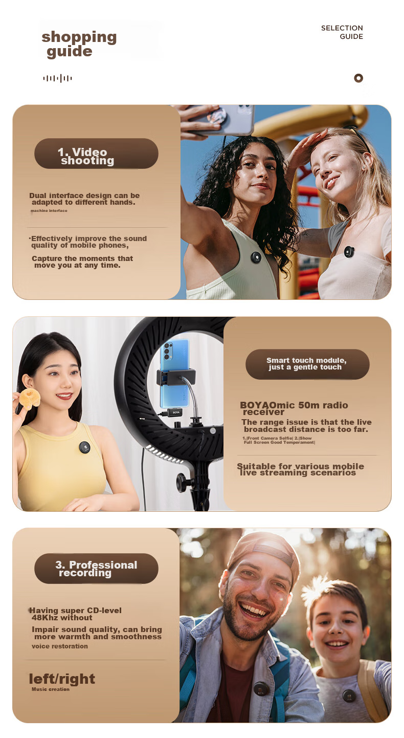 BOYA Omic Button Microphone, Wireless Lavalier Microphone, One-To, for Mobile Phone, Outdoor Live Streaming, Vlog, Short Video, Noise Reduction, Wireless Sound Pickup Microphone, Type-C Versio 5