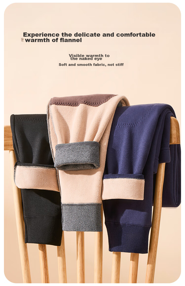 Hengyuanxiang Autumn New Lambswool Cotton Pants for Men, Warm Fleece-Lined Double-Layer Large Size Wool-Knee Protection Base Layer Pants, Black XL 14
