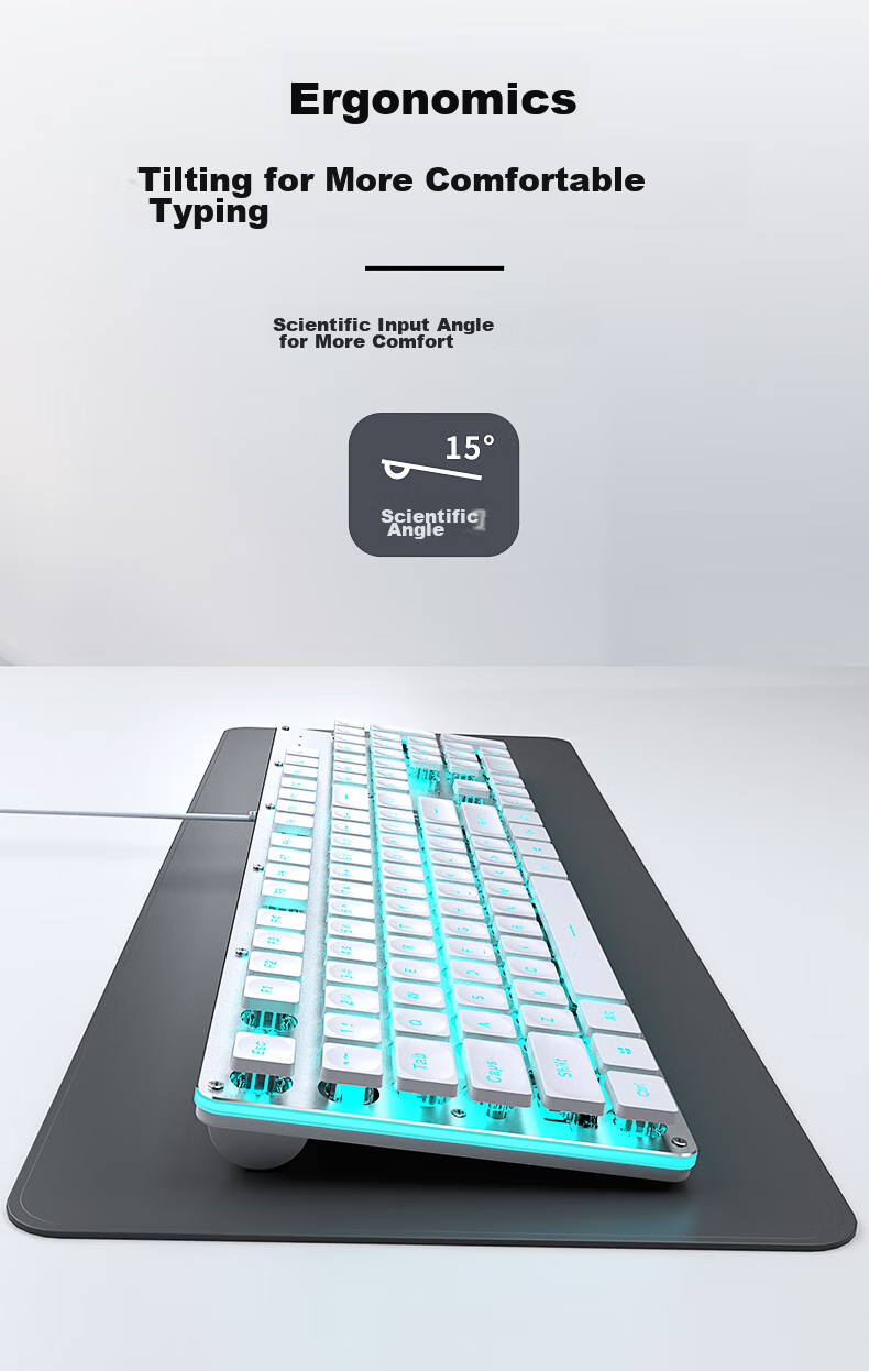 EWEADN GX710S Mechanical-Feel Wired Keyboard, Wireless Office Desktop Computer Laptop 104-Key Mouse Set, Low-Profile Membrane Gaming E-Sports Mouse Peripherals 13