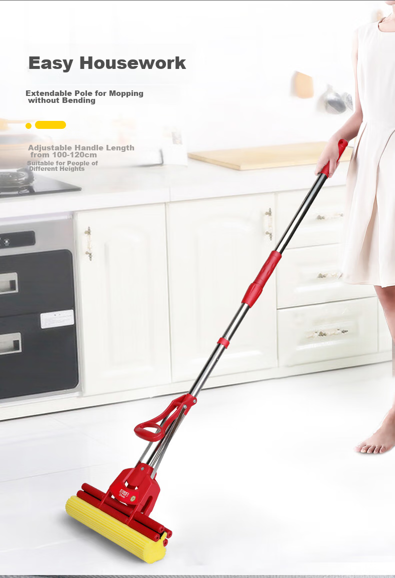 Okaywife Sponge Mop with 27cm Long Handle, No-Hand Lazy Sponge Mop for Home And Office Use 5