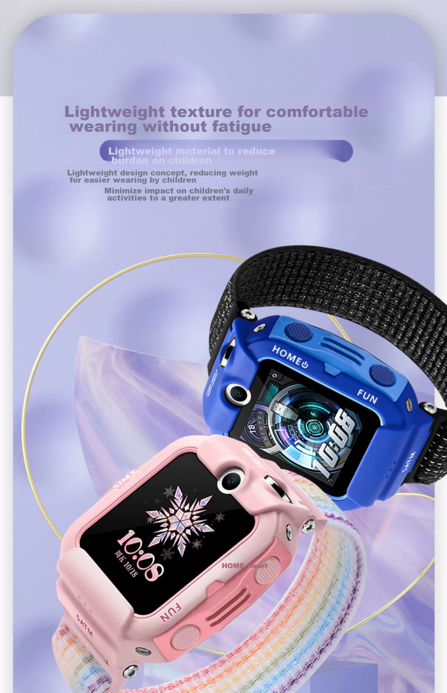 Iboann Nylon Loop Replacement Strap for Huawei Children's Watch 4X And Huawei 5 Pro Kids Watch, Braided Strap with Removal Tool, Nebula Blue 8