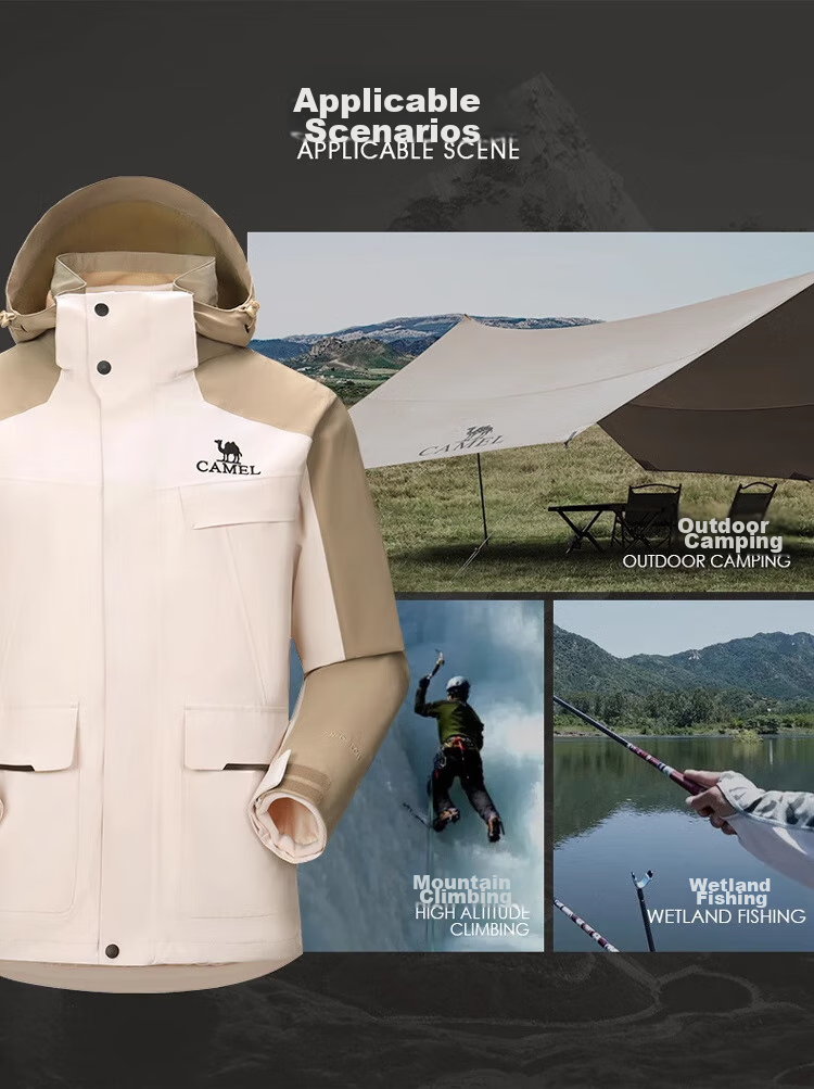 CAMEL Men's Three-In Detachable Outdoor Windproof Waterproof Mountaineering Jacket, 1071 M 12