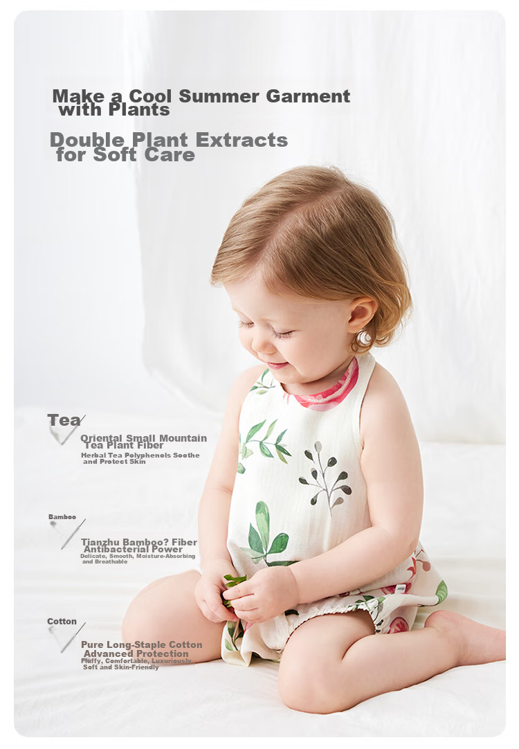 Babylove Bobo Fruit Tea Baby Romper Summer Bamboo Cotton Camellia Gauze Bodysuit Breathable Crawling Suit 4