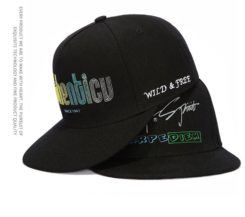 JEEP Men's Baseball Cap Fashion Trendy Duckbill Hat Sports Outdoor Travel Flat Brim Cap A0262 Black 7