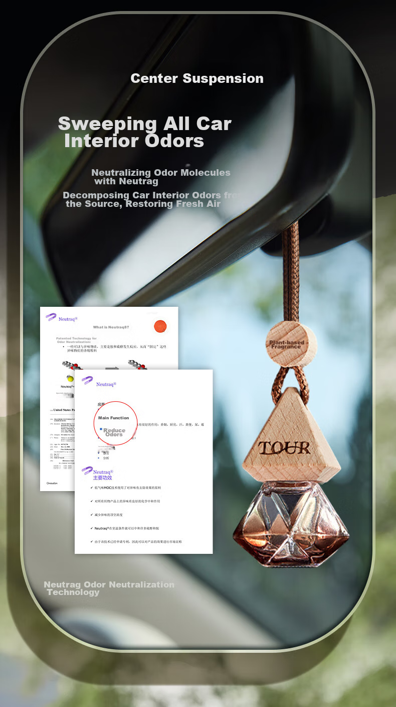 GuOKai All-Season Zen Tea Car Air Freshener Pendant for Rearview Mirror, Odor Eliminator, Luxurious Car Interior Fragrance, Long-Lasting Scent 9