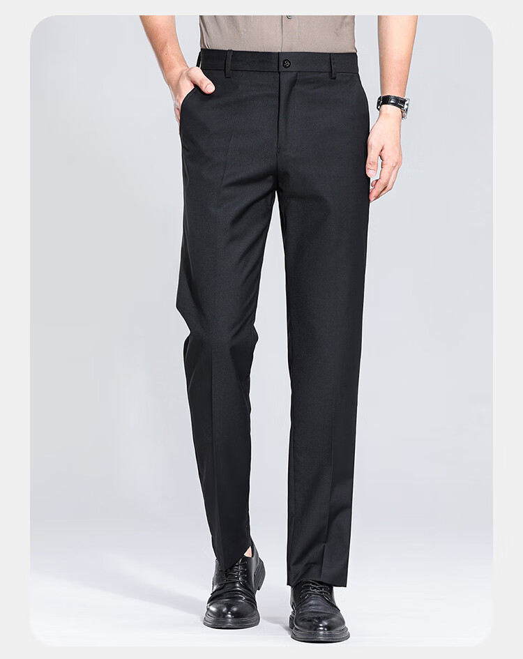 MiiOW Men's Dress Pants, Business Slim-Fit Straight-Leg Trousers, Formal Suit Long Pants, Professional Workwear Casual Pants for Me 12