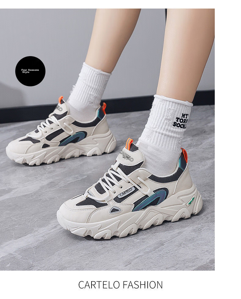 CARTELO Women's Casual Shoes, Summer Breathable Dad Shoes, Women's Sneakers, Casual Running Shoes, Women's 0858 Beige, Size 36 15