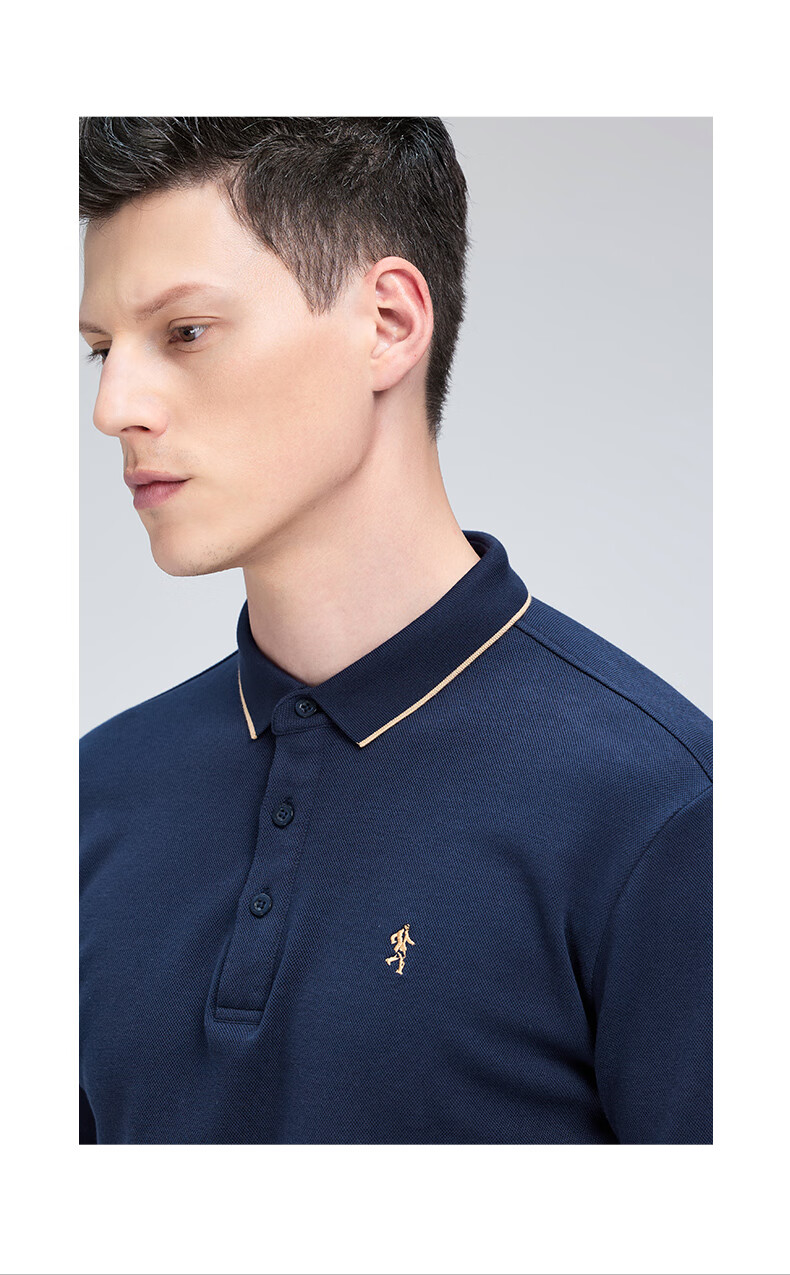 DANCING WOLVES [Upgraded Heavy Pure Cotton] Autumn And Winter Comfortable Basic Inner Layer Men's Long-Sleeve POLO Shirt, 001 Black, Size 165 14