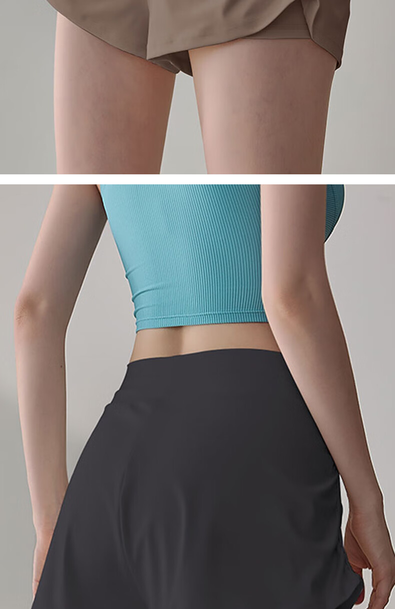 Women's Free Style Sports Shorts Summer New Fake Two-Piece Anti-Exposure Running Fitness Three-Quarter Pilates Tennis Yoga Pants 9