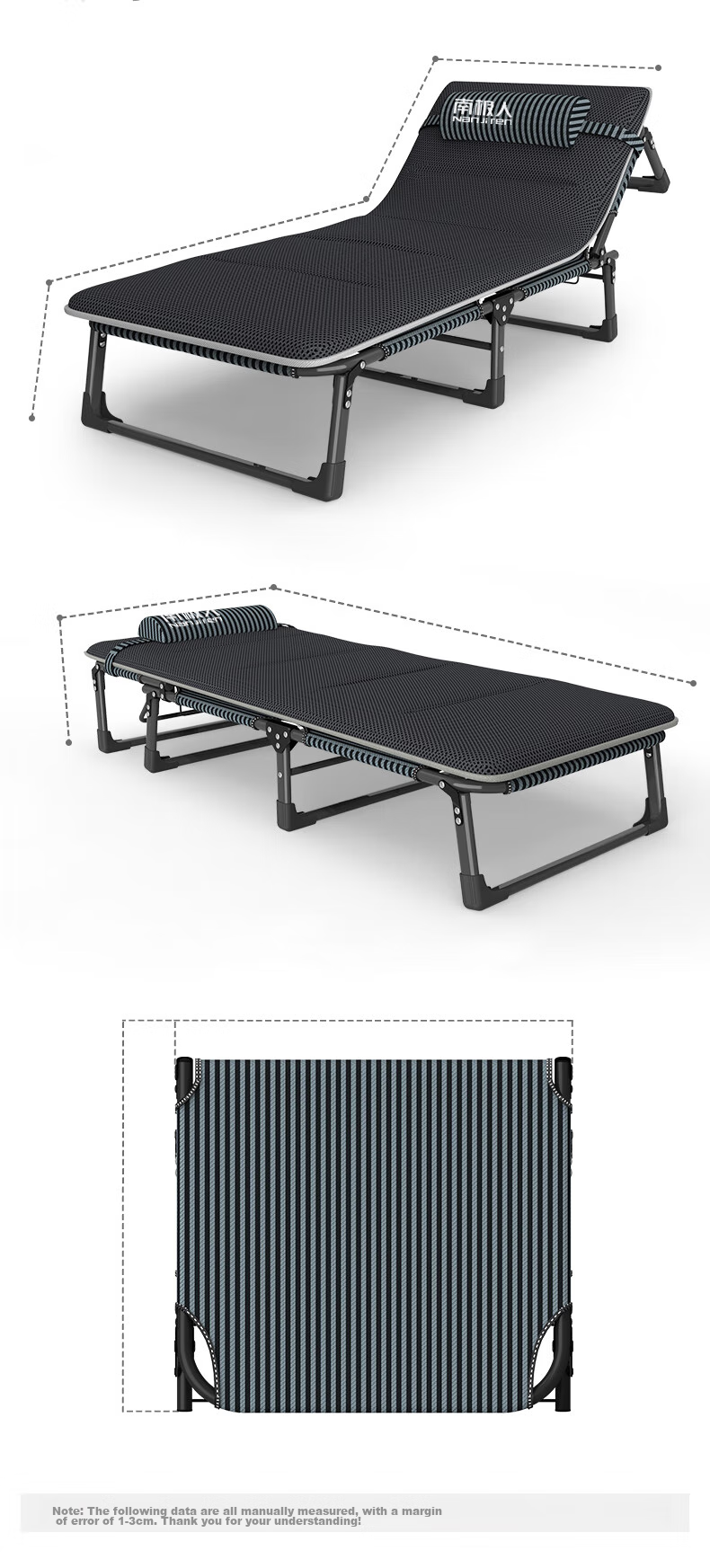 Nanjiren Folding Bed, Single Bed, Office Lounge Chair, Foldable Nap Bed, Accompanying Care Bed, Simple Camping Bed with Breathable Cotton Pad 8