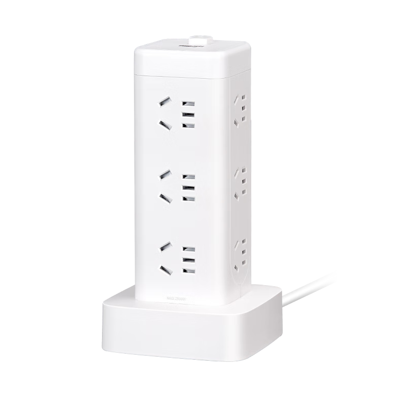 DELIXI Floor-Standing Power Strip/Extension Cord/Power Bar/Power Board/Surge Protector with 12 Outlets And Master Switch, 1.7 Meters
