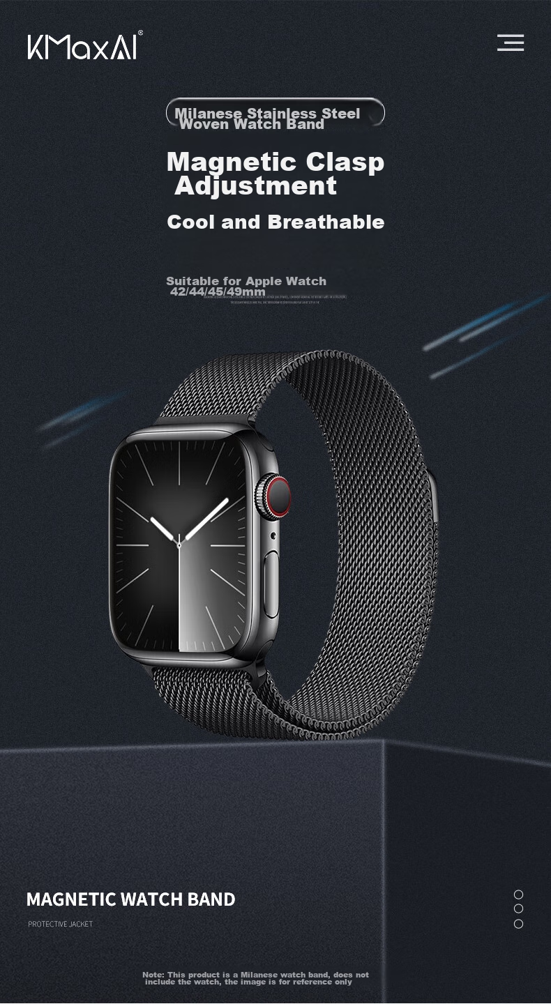 KMaxAI Compatible Milanese Loop Band for Apple Watch Series 6/7/8, Stainless Steel Magnetic Strap for IWatch SE And IWatch Series 11, Starlight 1