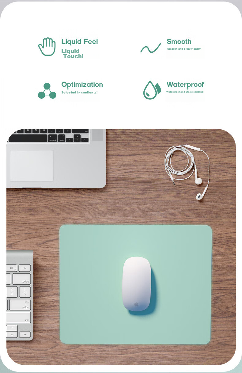Youlianxing Negative Ion Eco-Friendly Silicone Mouse Pad, Competitive Gaming Office Computer Desk Writing Pad Soft Odorless Small Liquid Waterproof Keyboard Pad, Green 250*250mm 2