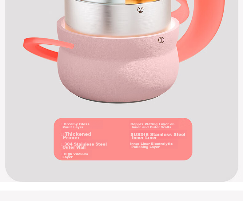QWE Double-Insulated Water Bottle, 500ml, Cherry Blossom Love Pink, Straw Cup, Stylish Design, Temperature-Controlled, Portable Carrying Handle 9