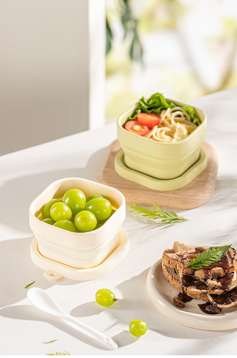 Guangyi Folding Bowl, Silicone Bowl, Portable Travel Outdoor Large Capacity Collapsible Water Cup for Business Trips, Bean Green GY7337 10