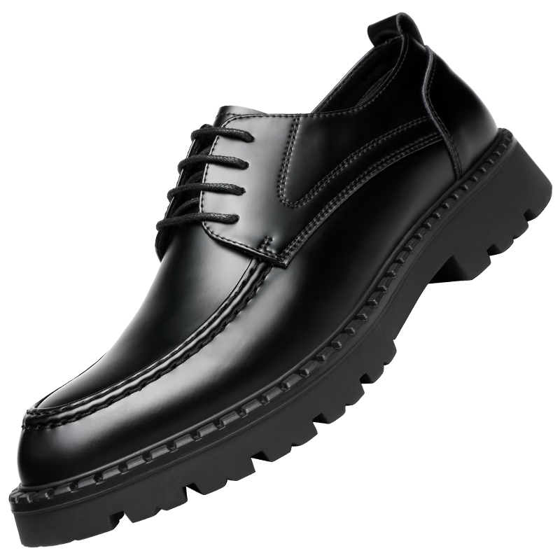 CARTELO British Business Casual Shoes Men's Leather Shoes Breathable Thick-Soled Formal Men's Shoes Cowhide Shoes Men 9827 Black Size 41