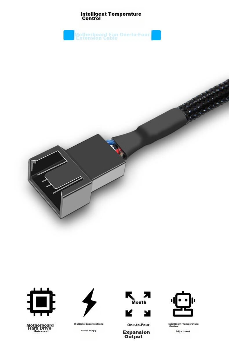 JEYI Desktop Computer Motherboard 4PIN Fan Adapter Cable, Extension Cord, Adapter Cable, FAN11 2