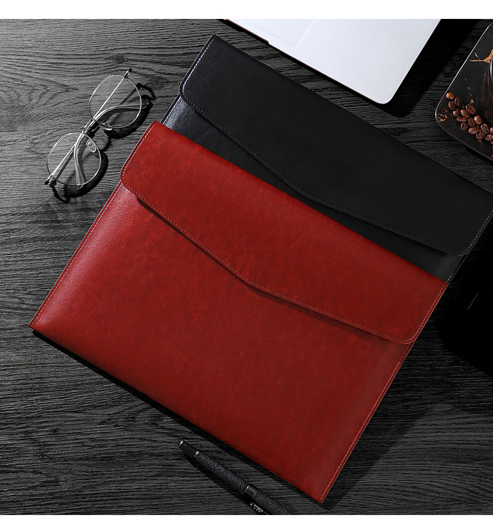 Jiaranheng A4 Leather Document Bag Upgraded Thickened Waterproof Large Capacity Classic Business Office Storage Bag Meeting Briefcase File Folder Contract Receipt Holder Custom Logo Business Brown 12