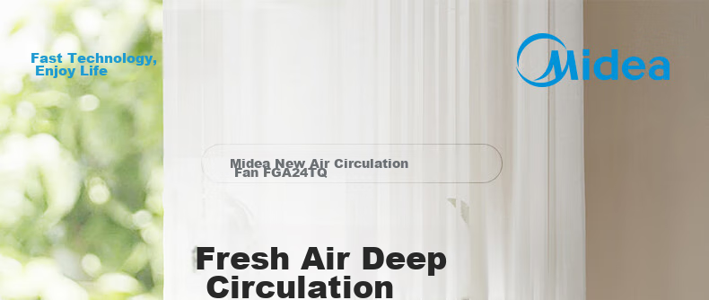 Midea [Storm Circulation] Air Circulator Fan, High Airflow Electric Fan, Floor Fan, Quiet Home Desktop Oscillating Fan, Bedroom Energy-Saving Small Fan, Gentle Wind Light Feather Fan FGA24TQ 3
