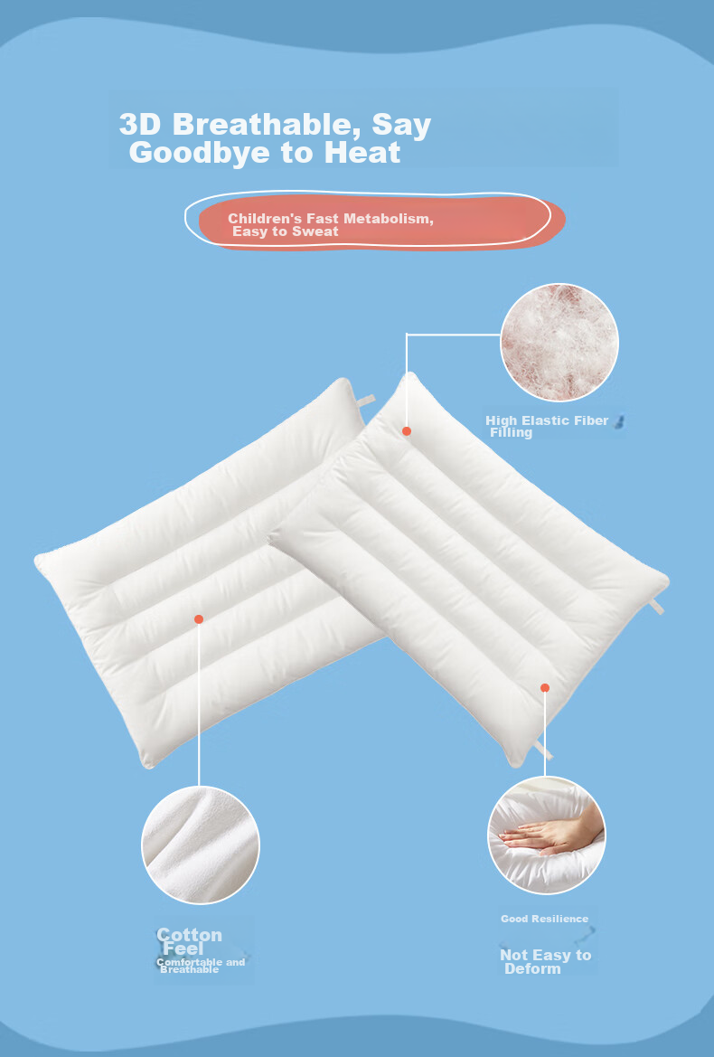 BEYONDHOME BABY Boyang Maternal And Infant Class A Children's Pillow, Antibacterial Pure Cotton Cassia Seed Pillow Core, Kindergarten Pillow, Good Sleep, 40*60cm 8