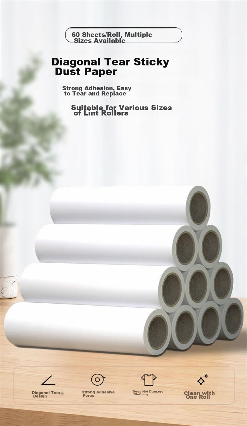 JUQI Universal 16CM Lint Roller Refill Paper, 10 Rolls, 600 Sheets, Cat Dog Hair Cleaning, Bed Sheet Clothing Lint Remover 1