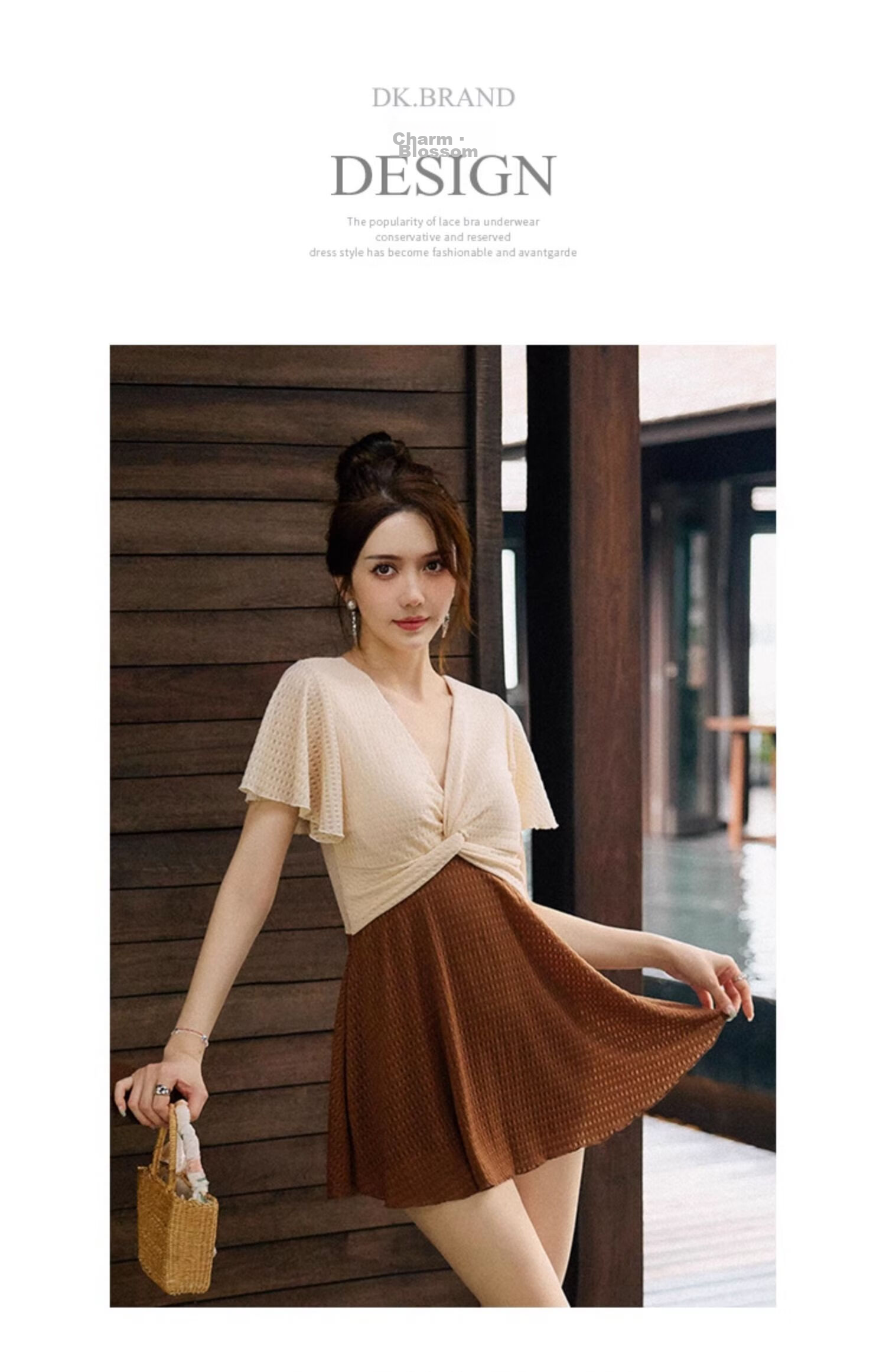 DK One-Piece Swimsuit for Women, 2026 New Style, Elegant And Slimming, Conservative, Suitable for Hot Springs, Brown, Size M 10