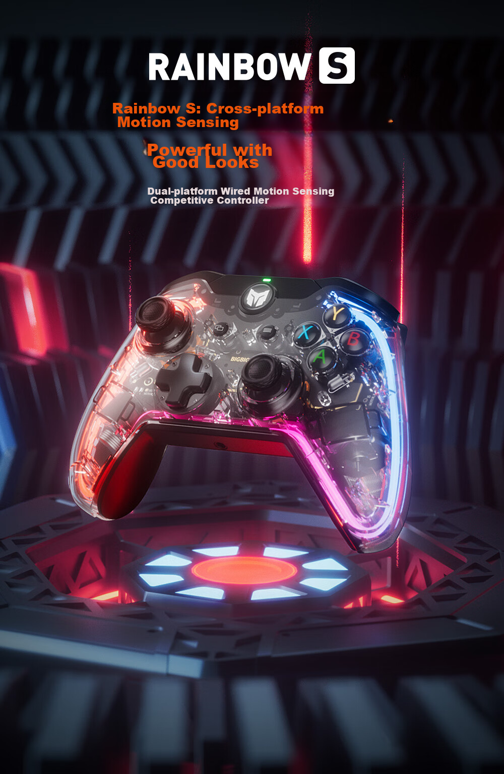 Mojiang Rainbow S Elite Wired Game Controller with Motion Sensing Macro Switch/PC/Steam/IOS Controller for Elden Ring, Horizon Forbidden West, Zelda 1