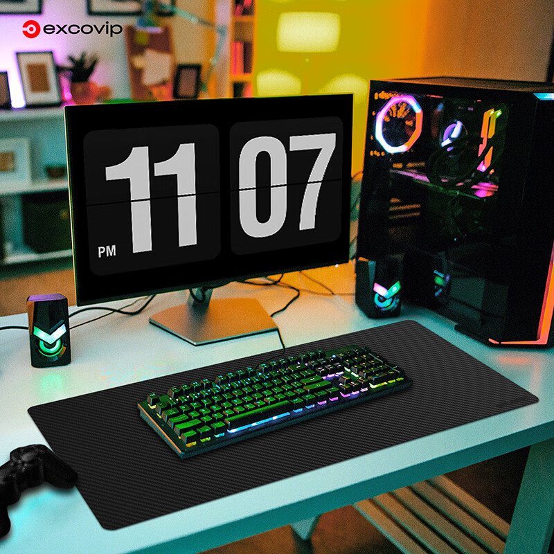 EXCO Carbon Fiber Mouse Pad Desk Mat Double-Sided Waterproof Laptop Office Computer Desk Large PU Leather Texture Gaming Keyboard Mat 0107 4