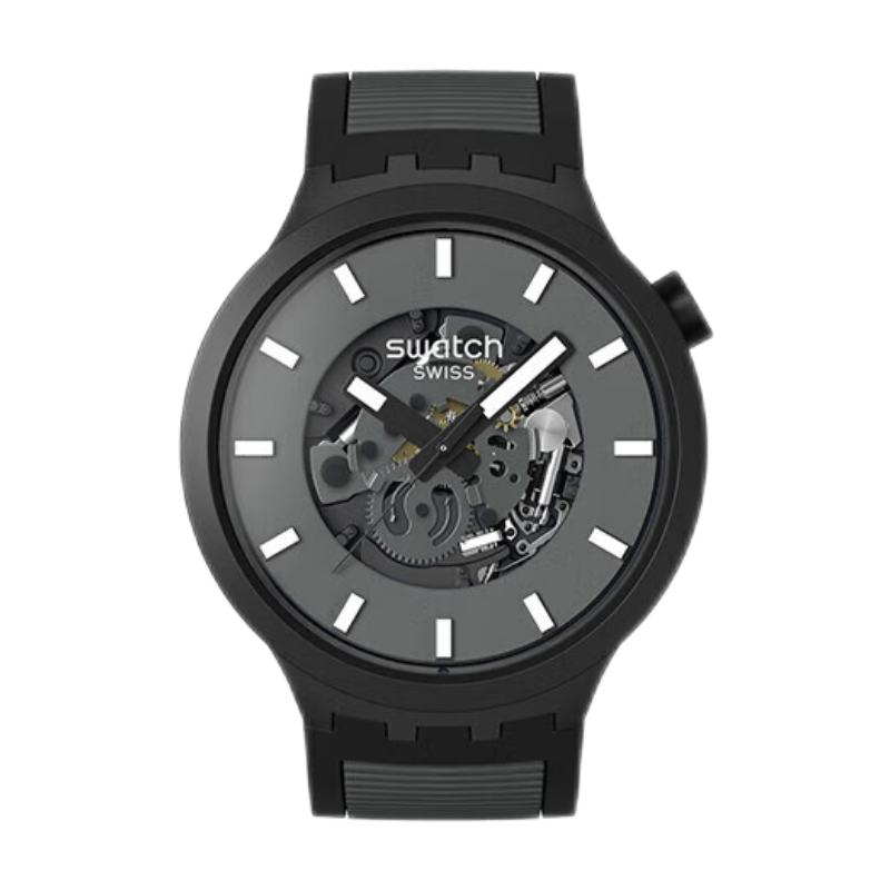 Swatch Swiss Watch, Skeleton Large Dial Trendy Gift for Boyfriend, Exam Watch Wristwatch Graduation Present, Black Night Starry Sky