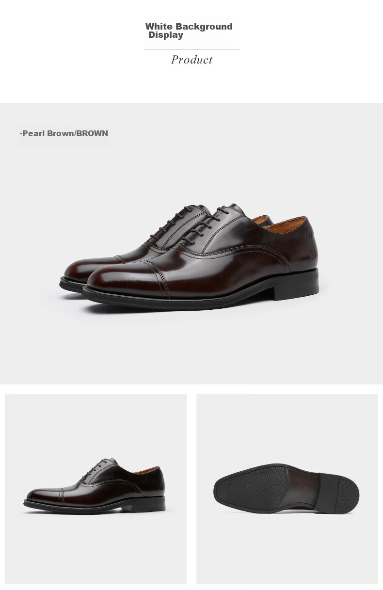 DES AI (DESAI) Three-Prong Men's Shoes, Business Formal Leather Shoes, Oxford Heightening British Wedding Shoes, Black, Size 43 16