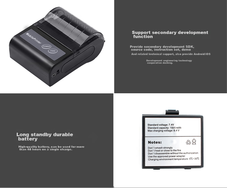 Youku 80MM Bluetooth Thermal Receipt Printer, Portable Rechargeable Cash Register for Restaurants, Supermarkets, Retail, Pharmacy, Delivery Notes And Takeout Receipts 6