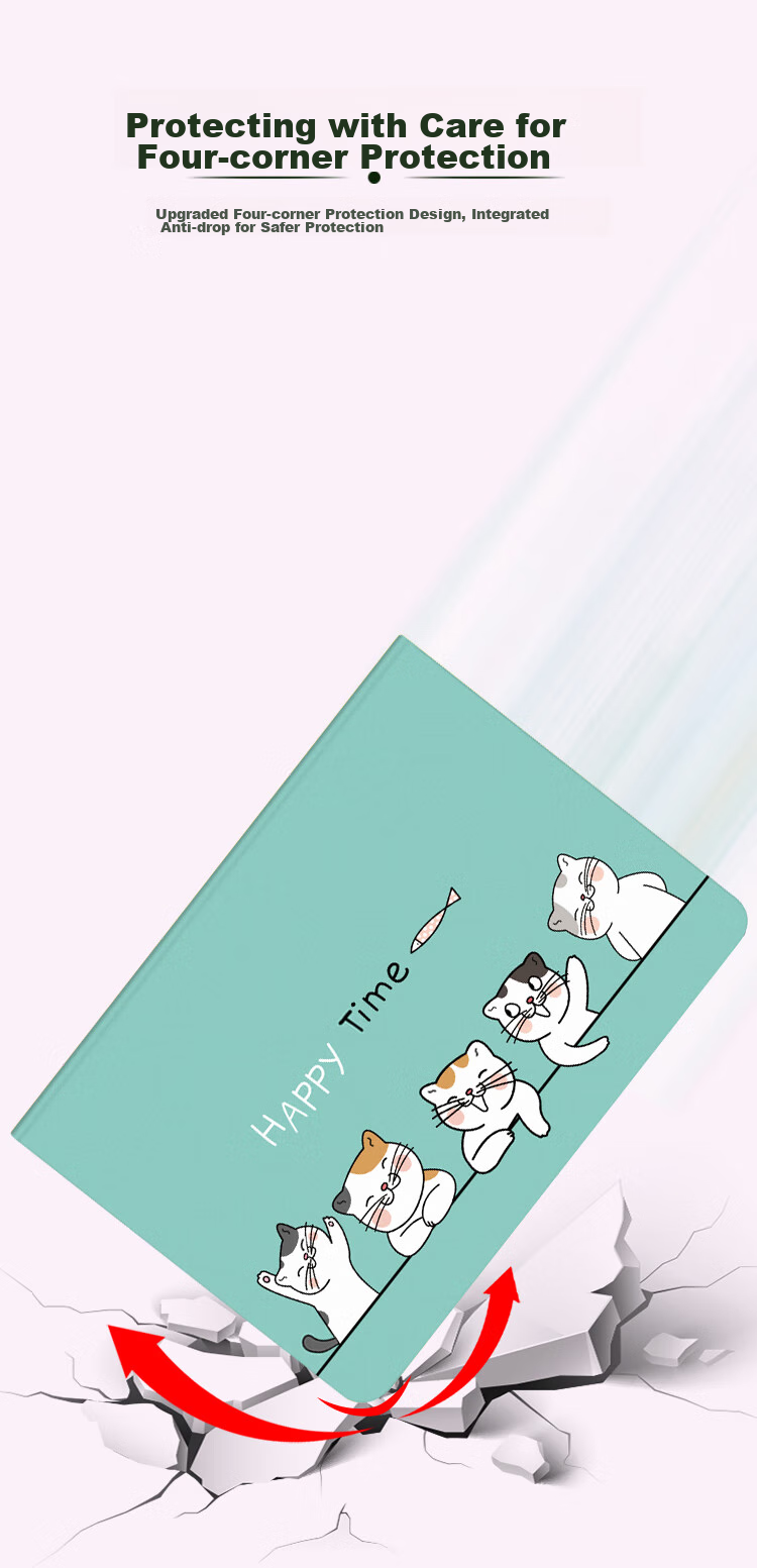 Jiangming Compatible with 7.9-Inch Apple Tablets IPad Mini 1/2/3/4/5 Protective Case Soft Shell Full Coverage Cartoon Cute Cat Design Automatic Screen Dimming Sleep Support for Binge-Watching 8