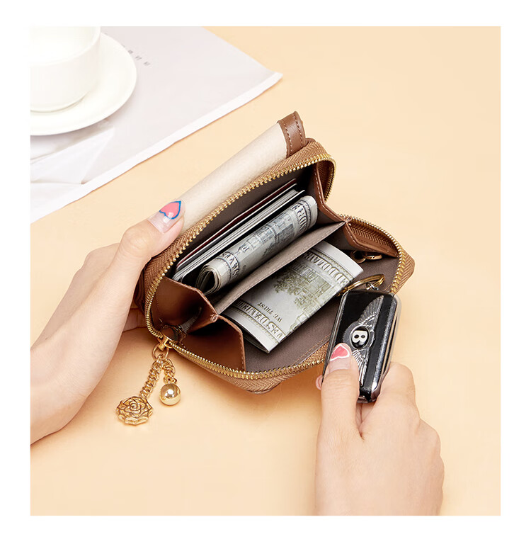 Kouyi Women's Short Wallet Genuine Leather Mini Fashion Coin Purse Student Birthday Gift for Girlfriend Wife 15