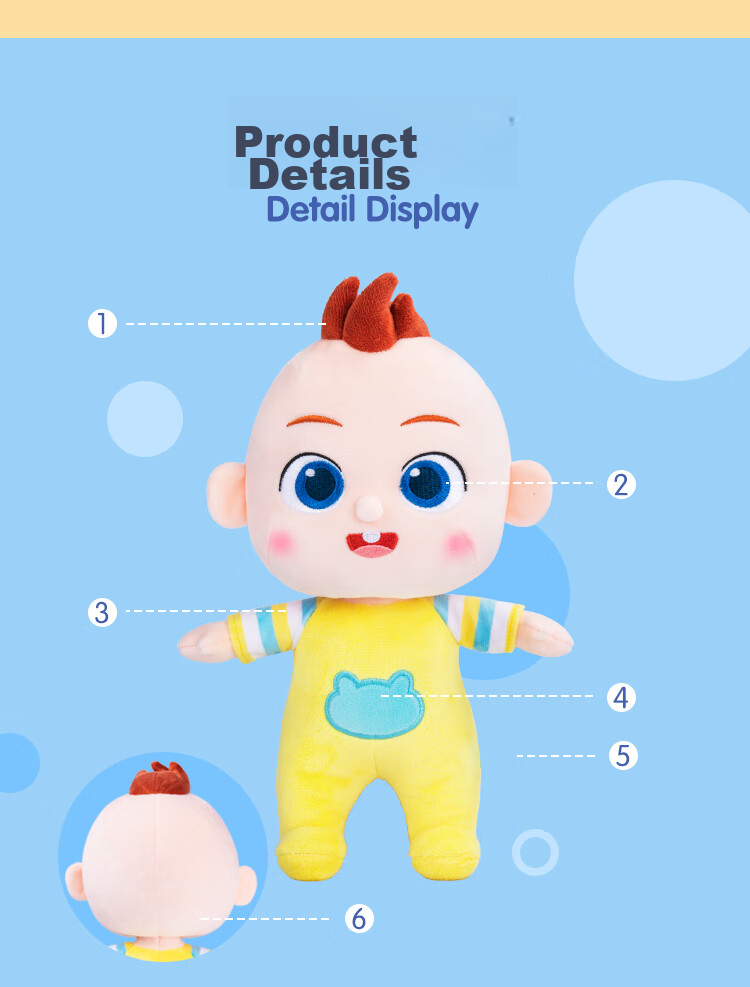 BabyBus, Zhuazhu Zhuwai Toys, Baby Zhuazhu JoJo Plush Doll, Soothing Toy for Sleep, Gift for 0-3 Years Old And First Birthday 12