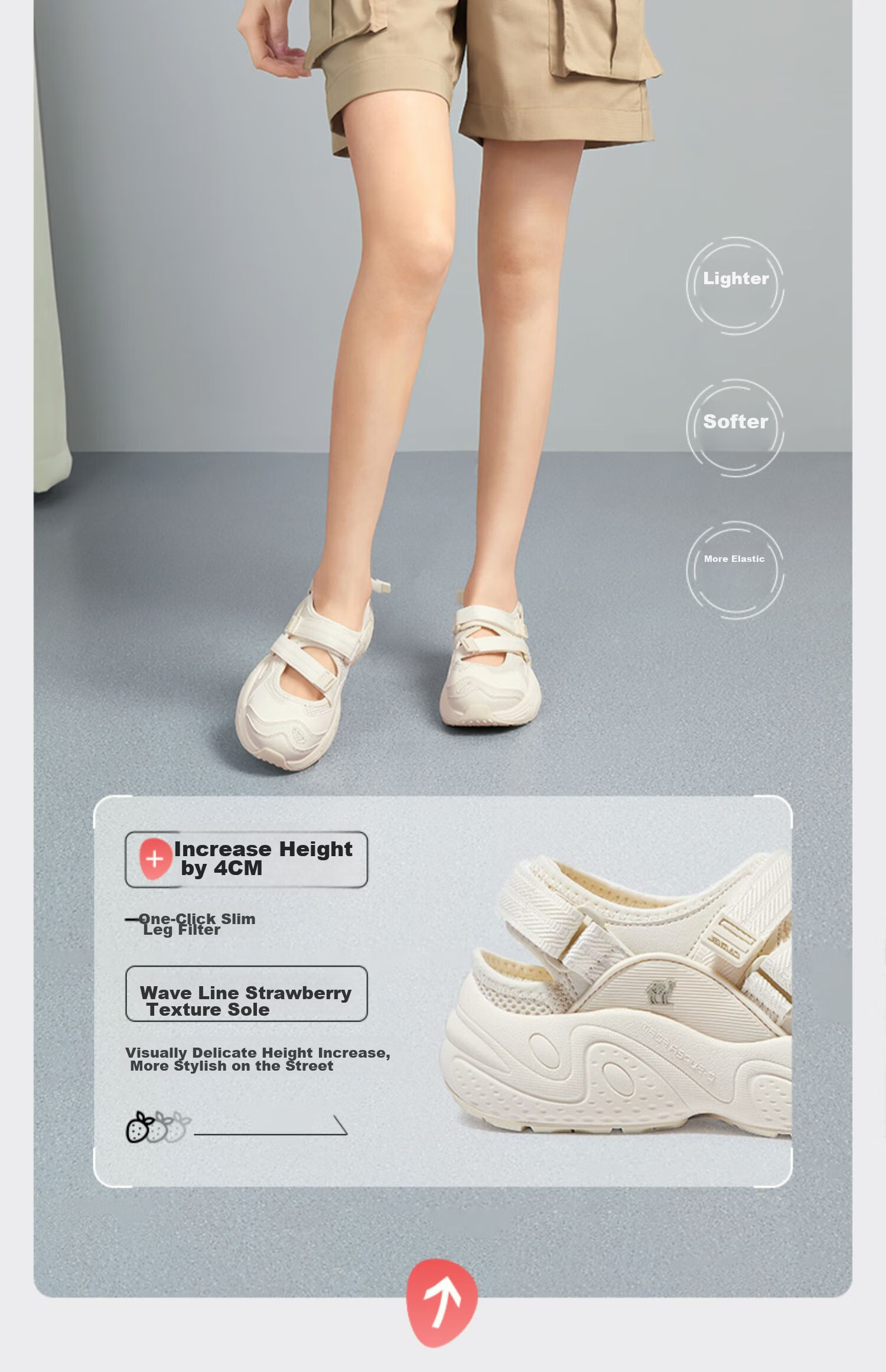 CAMEL Mary Sports Casual Shoes, Outdoor Beach Thick-Soled Heightening Women's Shoes, X24B09L7007, Beige, Size 40 6