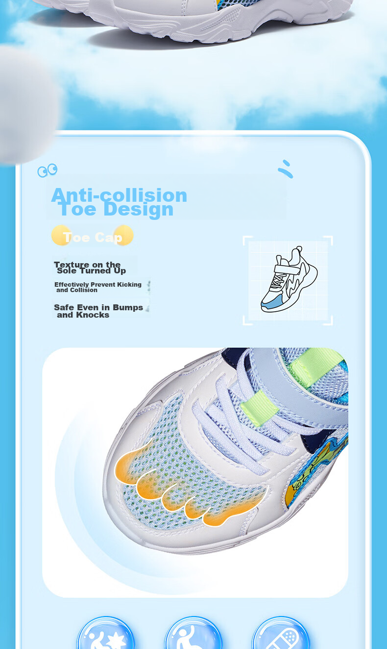 361° Children's Shoes, Boys' Shoes, Summer 2026, Lightweight And Bouncy Toddler Playful Casual Shoes for Kids, Blue, Size 30 5