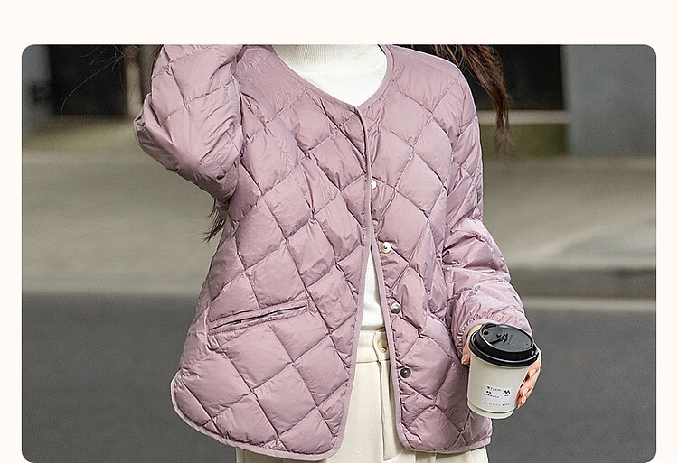 Dme [Lightweight And Warm] Winter Luxury 90% Duck Down Round Neck Long Sleeve Slim-Fit Women's down Jacket 5